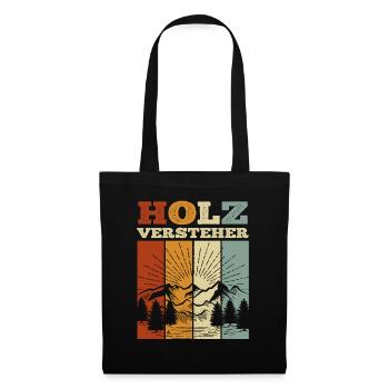 Holz Versteher Lustiges Förster - Stoffbeutel - Schwarz - Vorne