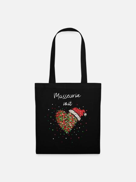 Masseurin mit Herz Weihnachtszeit Weihnachtsfeier - Stoffbeutel - Schwarz
