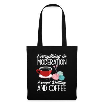 Stricken Kaffee Liebe Hobby - Stoffbeutel - Schwarz - Vorne