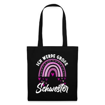 Ich Werde Große Schwester Regenbogen - Stoffbeutel - Schwarz - Vorne