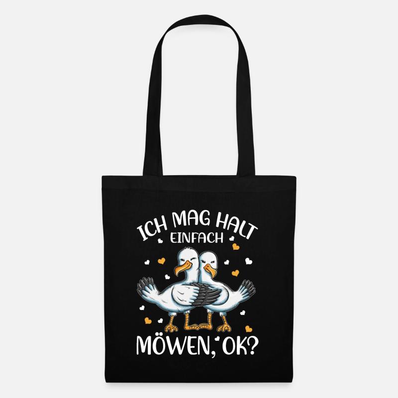 Ich mag halt einfach Möwen OK Möwe Outfit Geschenk - Stoffbeutel - Schwarz