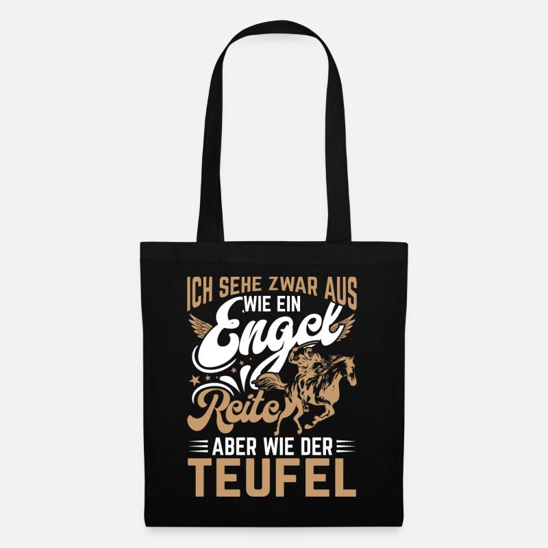 Pferd Reiter Reiten Pferde - Stoffbeutel - Schwarz