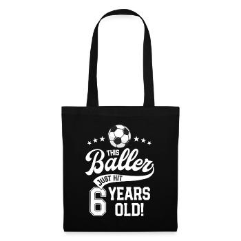 6 Years Old Soccer Themed Birthday Party 6th Bday - Tote Bag - black - Front