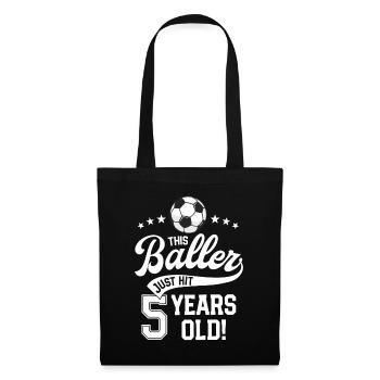 5 Years Old Soccer Themed Birthday Party 5th Bday - Tote Bag - black - Front