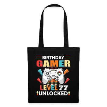 Birthday Gamer Level 77 Unlocked 77 Birthday - Tote Bag - black - Front