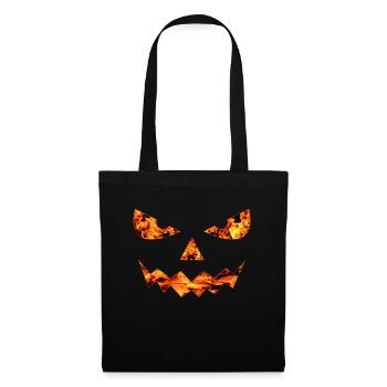 HALLOWEEN FEUER GESICHT FRATZE VOM KÜRBIS - Stoffbeutel - Schwarz - Vorne