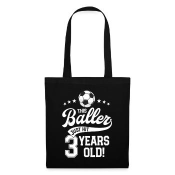 3 Years Old Soccer Themed Birthday Party 3rd Bday - Tote Bag - black - Front