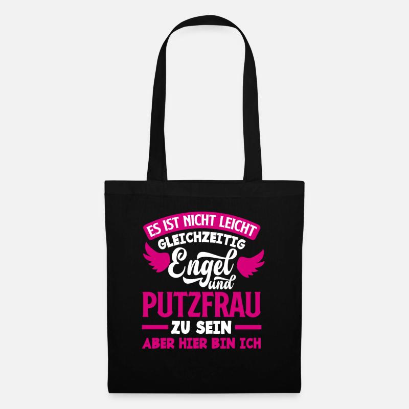 Putzfrau Engel Geschenk - Stoffbeutel - Schwarz