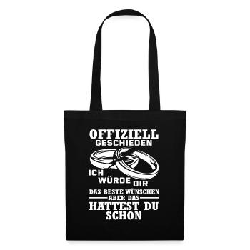 Offiziel Gescheiden Scheidung - Stoffbeutel - Schwarz - Vorne