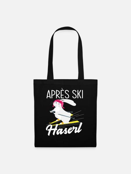 Après Ski Hase Mädchen Party Ski Fahren - Stoffbeutel - Schwarz