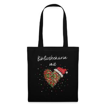 Bibliothekarin mit Herz Bücher Nikolausmütze - Stoffbeutel - Schwarz - Vorne