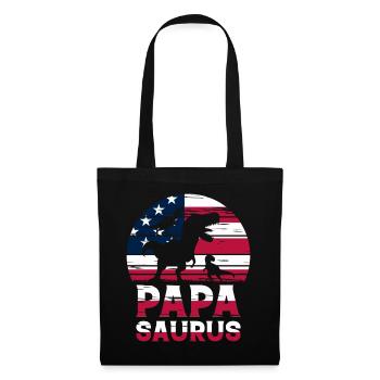 Papa Saurus Papa Dinosaure Drapeau américain Dino Papas - Sac en tissu - noir - Devant