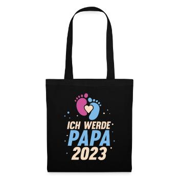 Vater 2023 Schwanger Werdender Papa - Stoffbeutel - Schwarz - Vorne