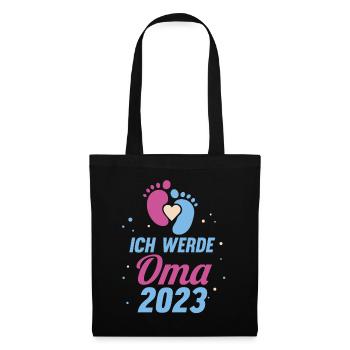 Großmutter 2023 Schwanger Werdende Oma - Stoffbeutel - Schwarz - Vorne