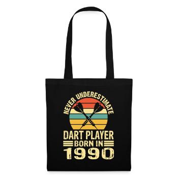 Never Underestimate Dart Player Born In 1990 - Stoffbeutel - Schwarz - Vorne