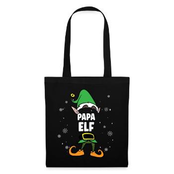 Papa Elf Partnerlook Weihnachten - Stoffbeutel - Schwarz - Vorne