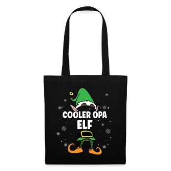 Cooler Opa Elf Partnerlook Weihnachten - Stoffbeutel - Schwarz - Vorne