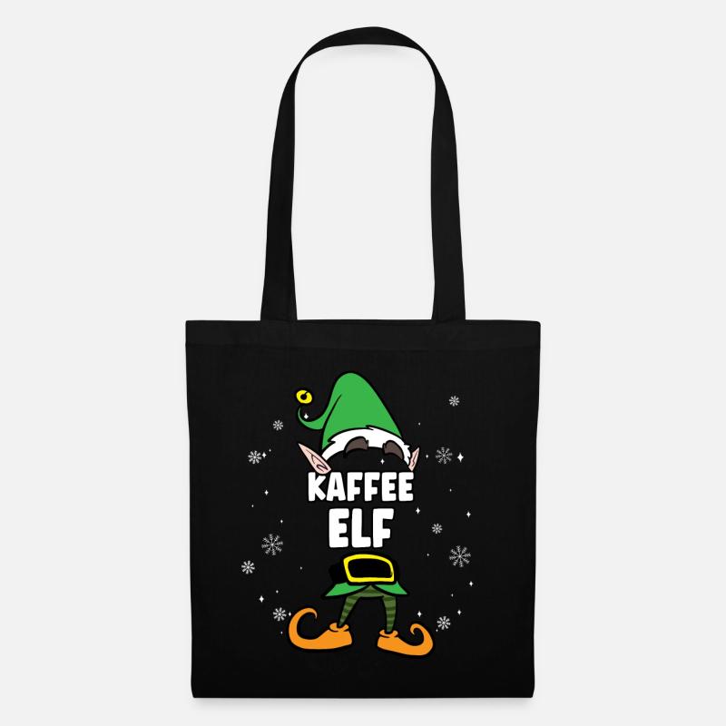 Kaffee Elf Partnerlook Weihnachten - Stoffbeutel - Schwarz