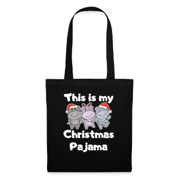 Pyjama de Noël Hippopotames de Noël - Sac en tissu - noir - Devant