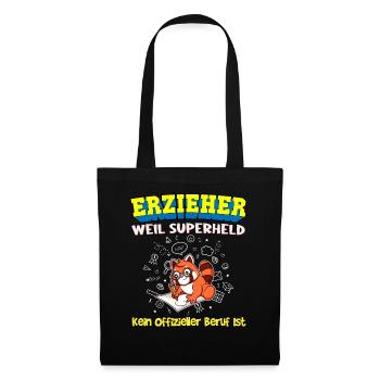 Erzieher Weil Superheld Kein Offizieller Beruf Ist - Stoffbeutel - Schwarz - Vorne