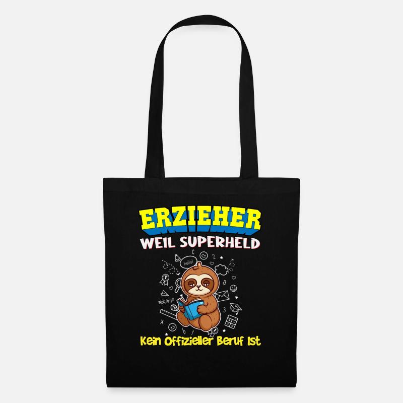 Erzieher Weil Superheld Kein Offizieller Beruf Ist - Stoffbeutel - Schwarz
