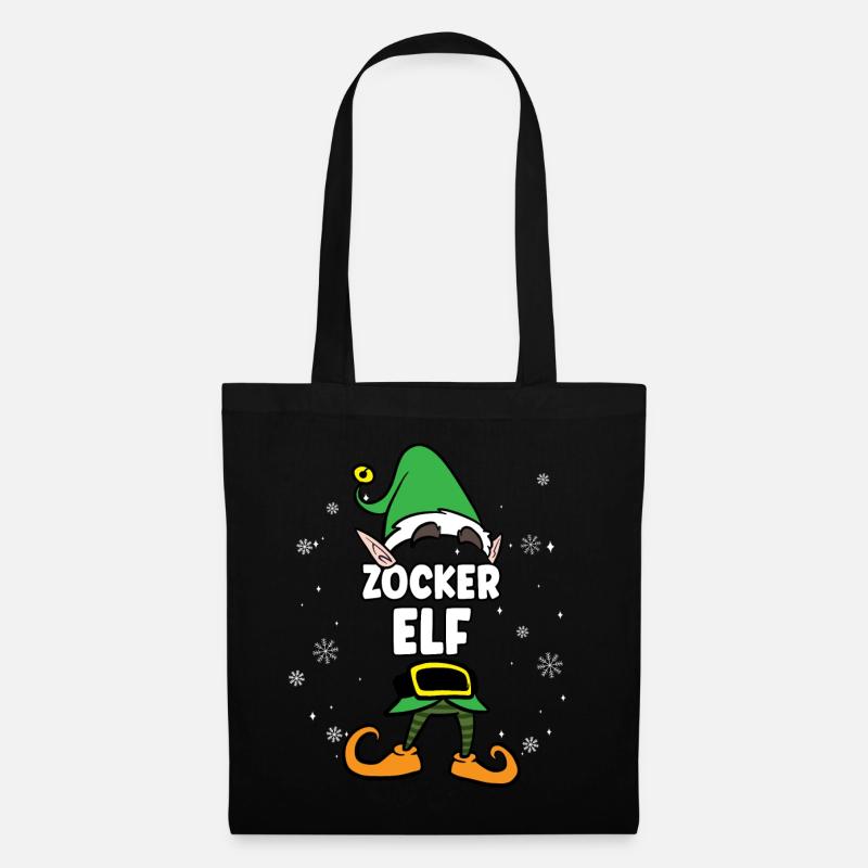 Zocker Elf Partnerlook Weihnachten - Stoffbeutel - Schwarz