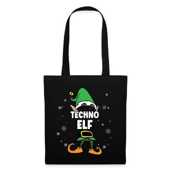 Techno Elf Partnerlook Weihnachten - Stoffbeutel - Schwarz - Vorne