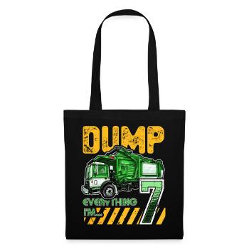 Garbage Truck 7th Birthday 7 Years Old Birthday - Tote Bag - black - Front