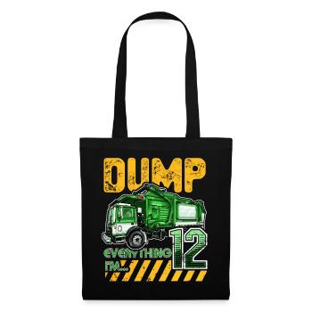 Garbage Truck 12th Birthday 12 Years Old Birthday - Tote Bag - black - Front