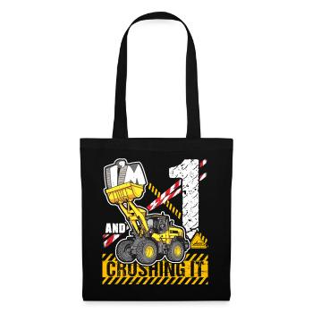 I'm 1 & Crushing It 1st Birthday Boys Excavator - Tote Bag - black - Front
