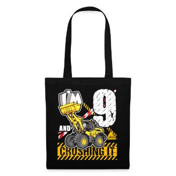Ich bin 9 & Crushing It 9th Birthday Boys Bagger - Stoffbeutel - Schwarz - Vorne