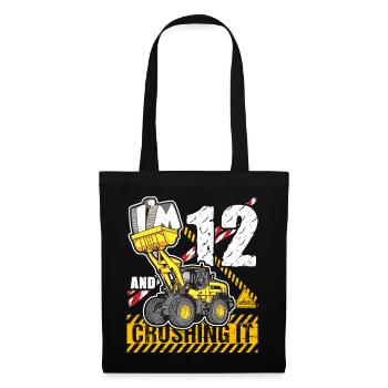 I'm 12 & Crushing It 12th Birthday Boys Excavator - Tote Bag - black - Front