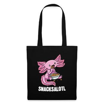 Niedlicher Axolotl Snaxolotl Kawaii Snacksalotl - Stoffbeutel - Schwarz - Vorne