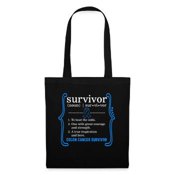 Darmkrebs-Awareness-Shirt, Definition des Überlebenden - Stoffbeutel - Schwarz - Vorne