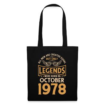 Anniversaire Les légendes sont nées en octobre 1978 - Sac en tissu - noir - Devant