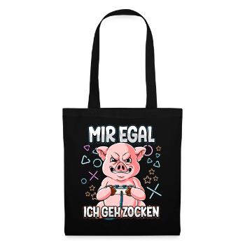 Mir Egal Ich Geh Zocken Gaming - Stoffbeutel - Schwarz - Vorne
