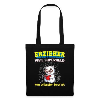 Erzieher Weil Superheld Kein Offizieller Beruf Ist - Stoffbeutel - Schwarz - Vorne