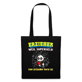Erzieher Weil Superheld Kein Offizieller Beruf Ist - Stoffbeutel - Schwarz - Vorne