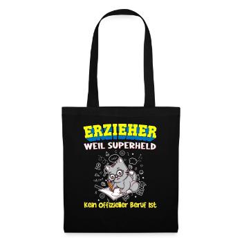 Erzieher Weil Superheld Kein Offizieller Beruf Ist - Stoffbeutel - Schwarz - Vorne