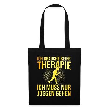 Joggen Therapie Spruch - Stoffbeutel - Schwarz - Vorne