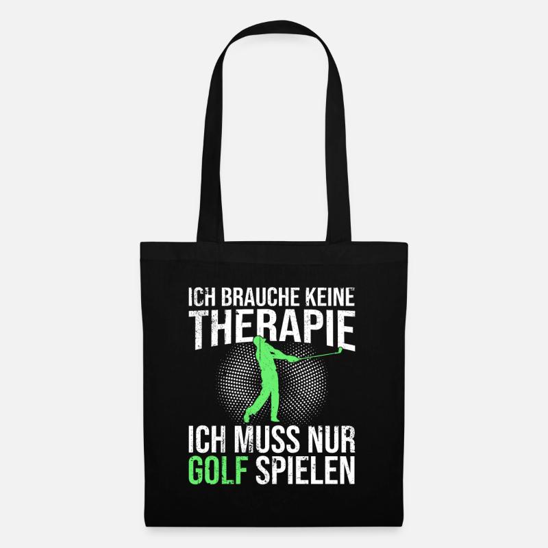 Golf Therapie Spruch - Stoffbeutel - Schwarz