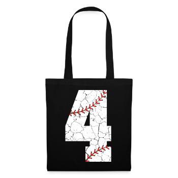Kinder 4. Geburtstag Baseballspieler 4 Jahre alt - Stoffbeutel - Schwarz - Vorne