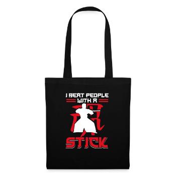 MMA Ich schlage Leute mit einem Stock Aikido - Stoffbeutel - Schwarz - Vorne