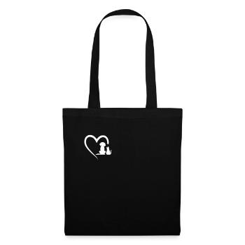 Animal Dog Lover Dog & Cat Heart Dog Puppy and Cat - Stoffbeutel - Schwarz - Vorne