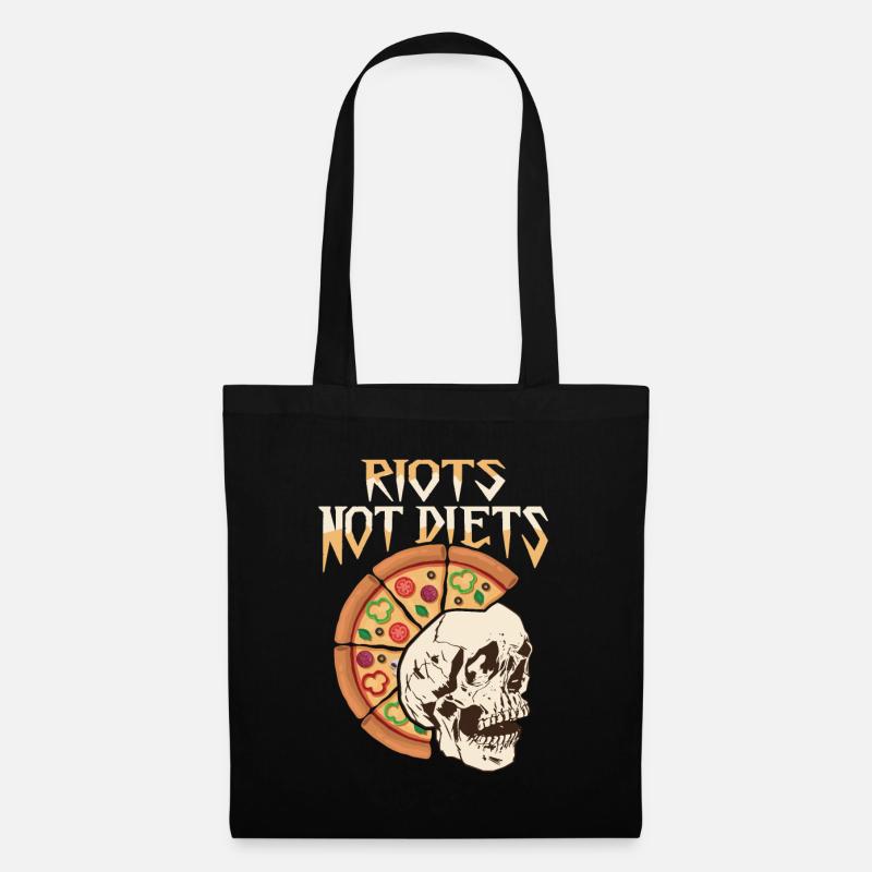 Riots not diets Design für einen Hobby Pizzabäcker - Stoffbeutel - Schwarz