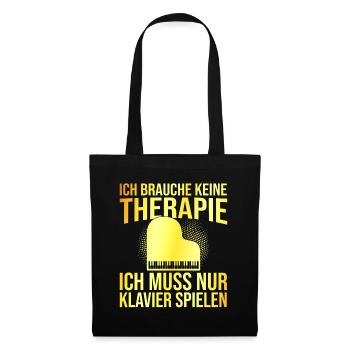 Klavier Therapie Spruch - Stoffbeutel - Schwarz - Vorne