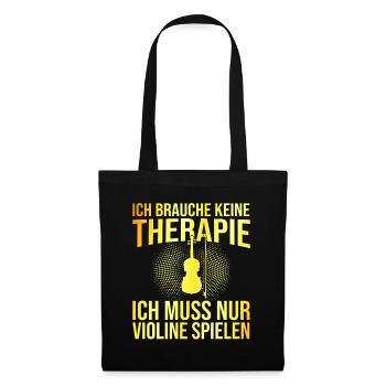 Violine Therapie Spruch - Stoffbeutel - Schwarz - Vorne