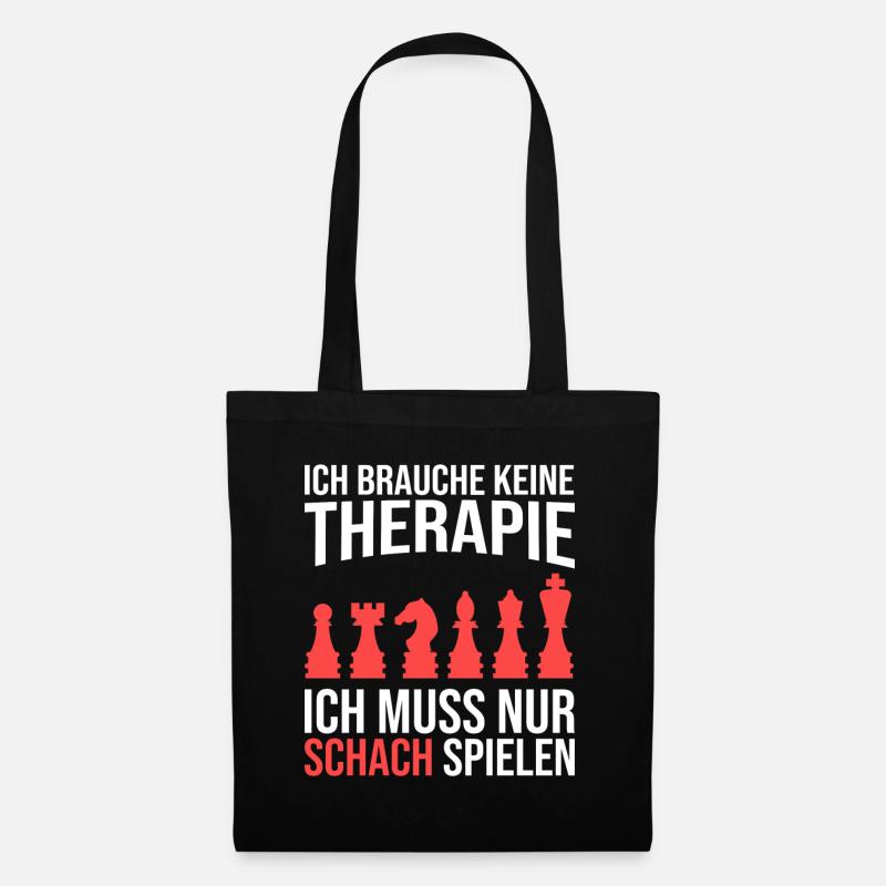 Schach Therapie Spruch - Stoffbeutel - Schwarz