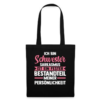Geschwister Familie Schwestern Schwester - Stoffbeutel - Schwarz - Vorne