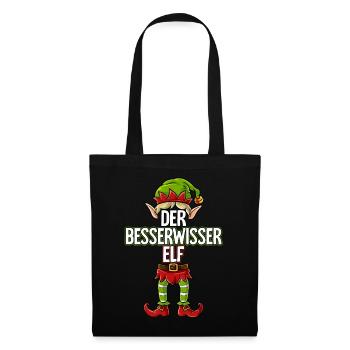 Besserwisser Elf Partnerlook Weihnachten - Stoffbeutel - Schwarz - Vorne